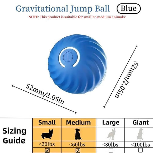 Balle rebondissante bleue et orange pour chats et animaux amusants