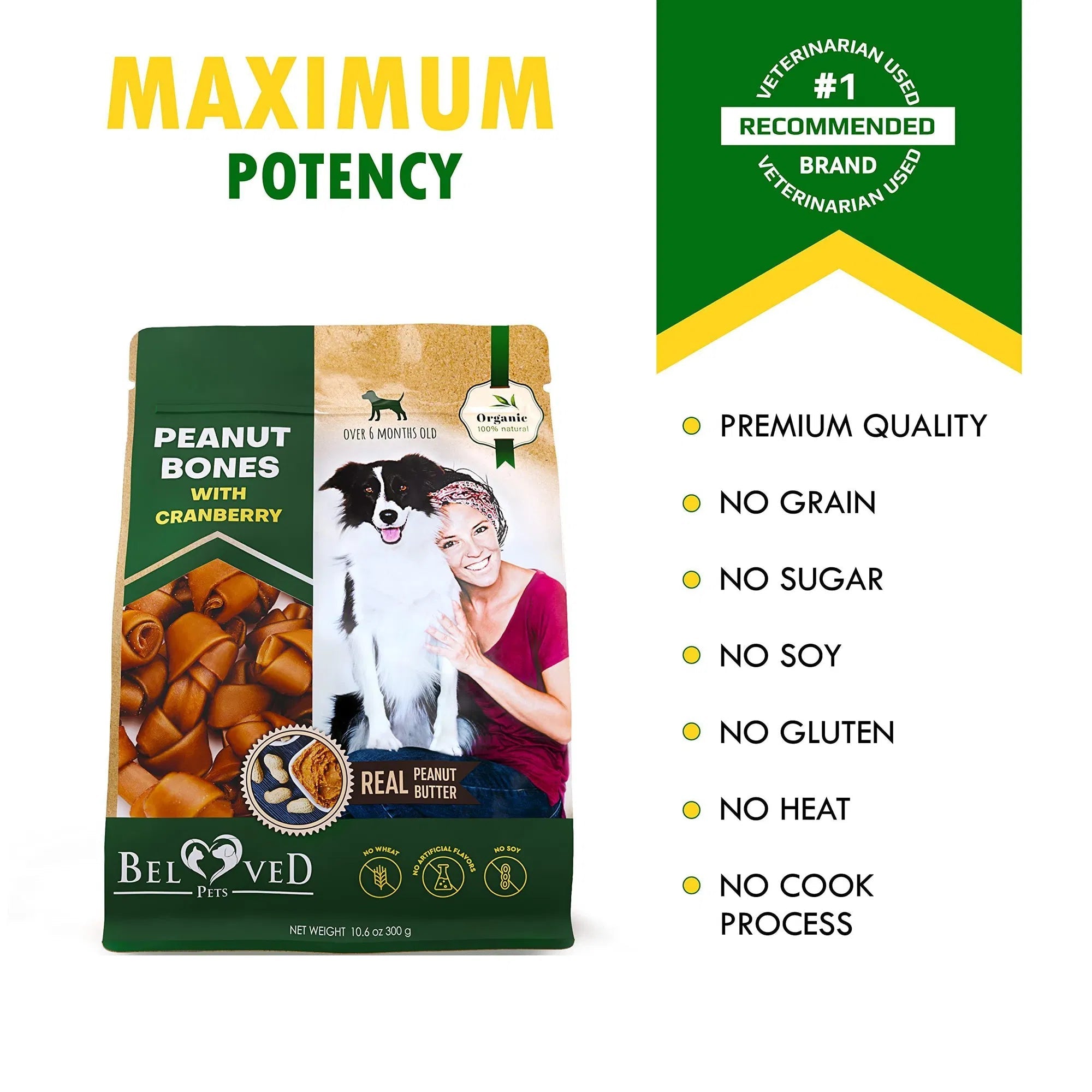 Os au beurre de cacahuète pour chien avec canneberges