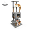 Tour à chat gris clair 164 cm : espace de jeu et repos idéal