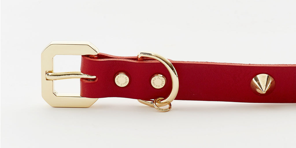 Collier en Cuir Végétal Rouge
