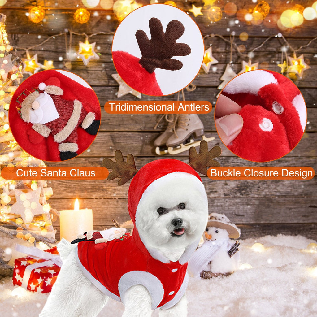 1Pc Vêtements de Noël Animal Costume de Père Noël avec Antlers de Renne Hiver