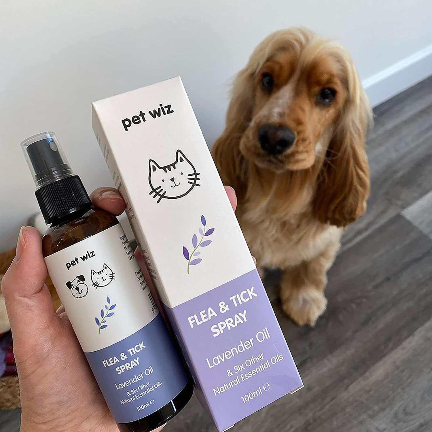Spray biologique contre les puces et les tiques pour chiens et chats