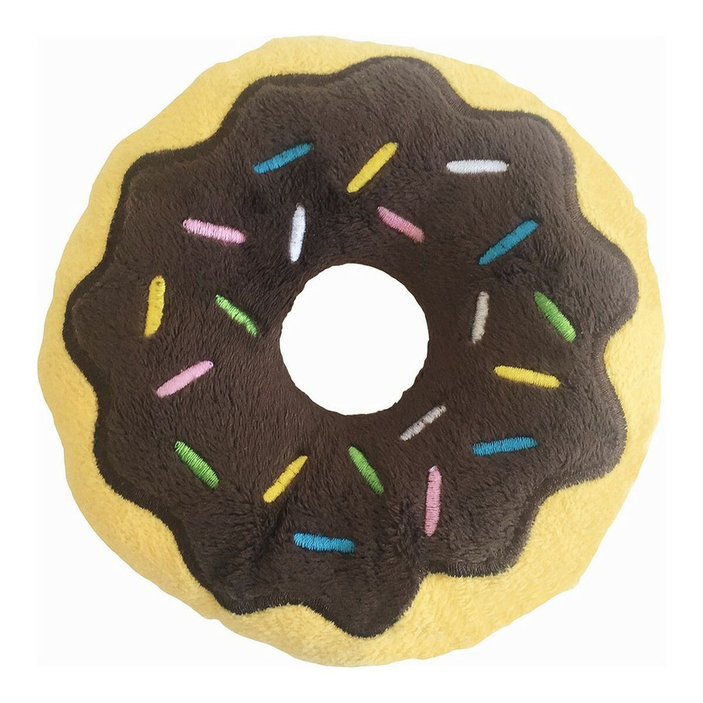 Jouet en peluche pour chiens Donut au chocolat 14 cm Marron