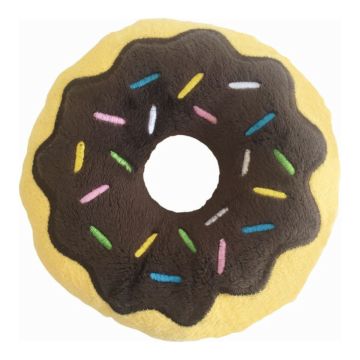 Jouet en peluche pour chiens Donut au chocolat 14 cm Marron