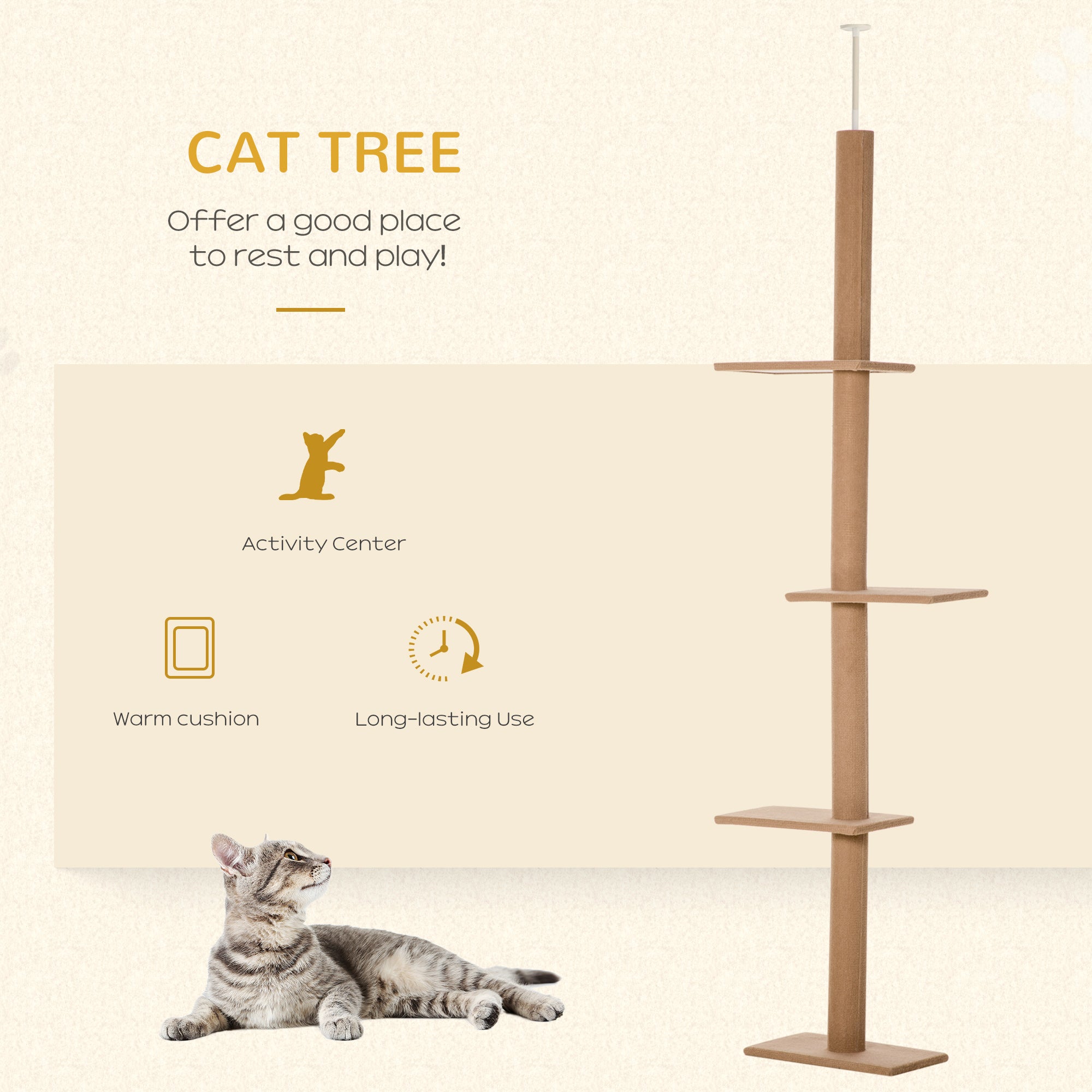 Floor-to-Ceiling Chat Arbre Chat Climbing Tower avec Sisal-Covered