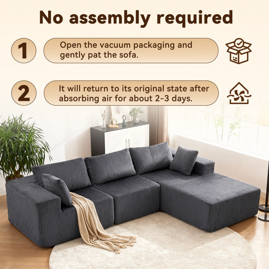 Gray Versatile Modular Sofa Lit - Space-Saving, No Assembly