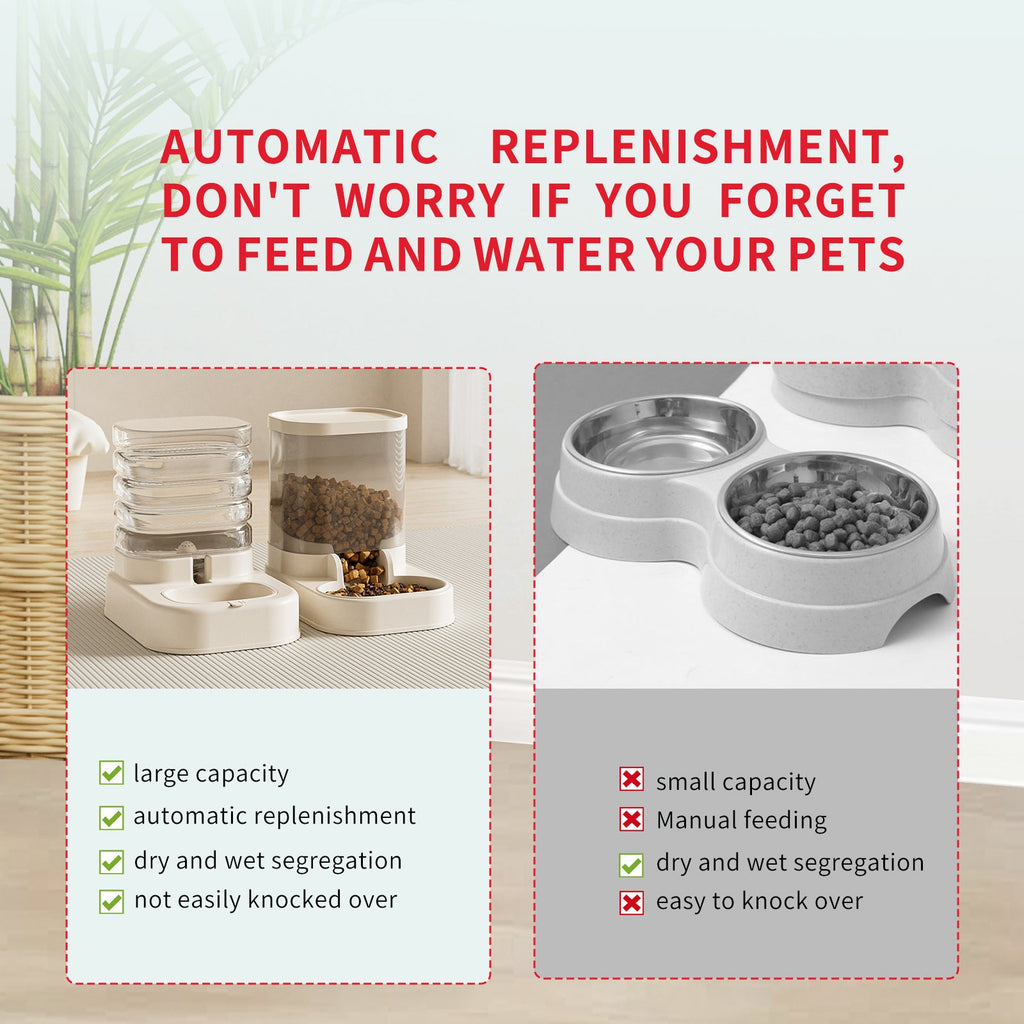 Distributeur de nourriture et d'eau pour animaux séparables - Grande capacité automatique