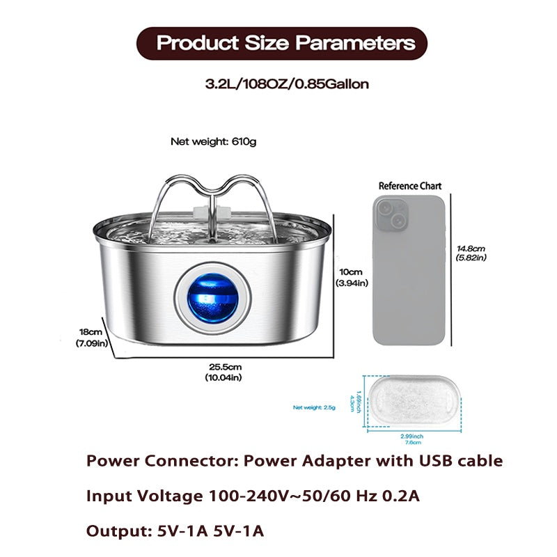 3.2L Cowhorn Model Animal Eau Dispenser - Acier Inoxydable Automatique