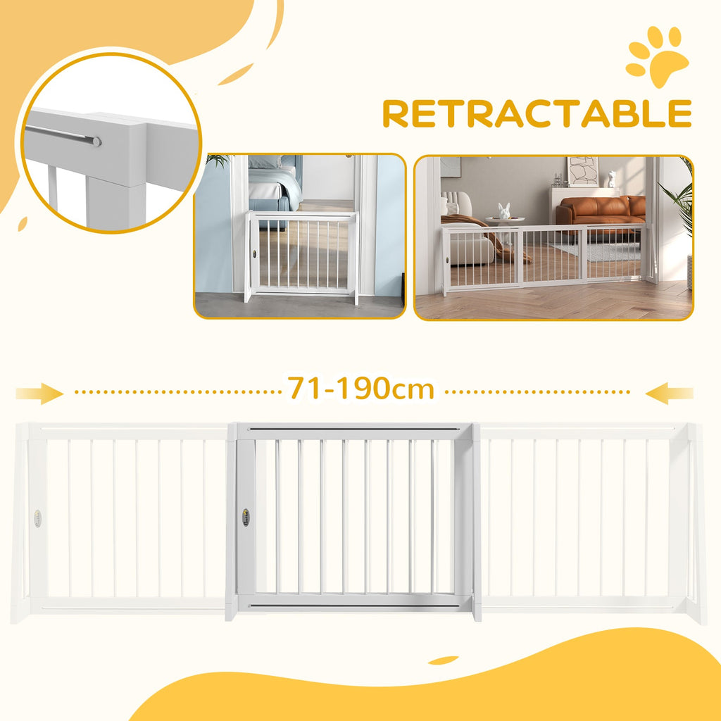 28"-75" Freestanding Wooden Animal Gate avec Support Feet & Non-Slip Mats