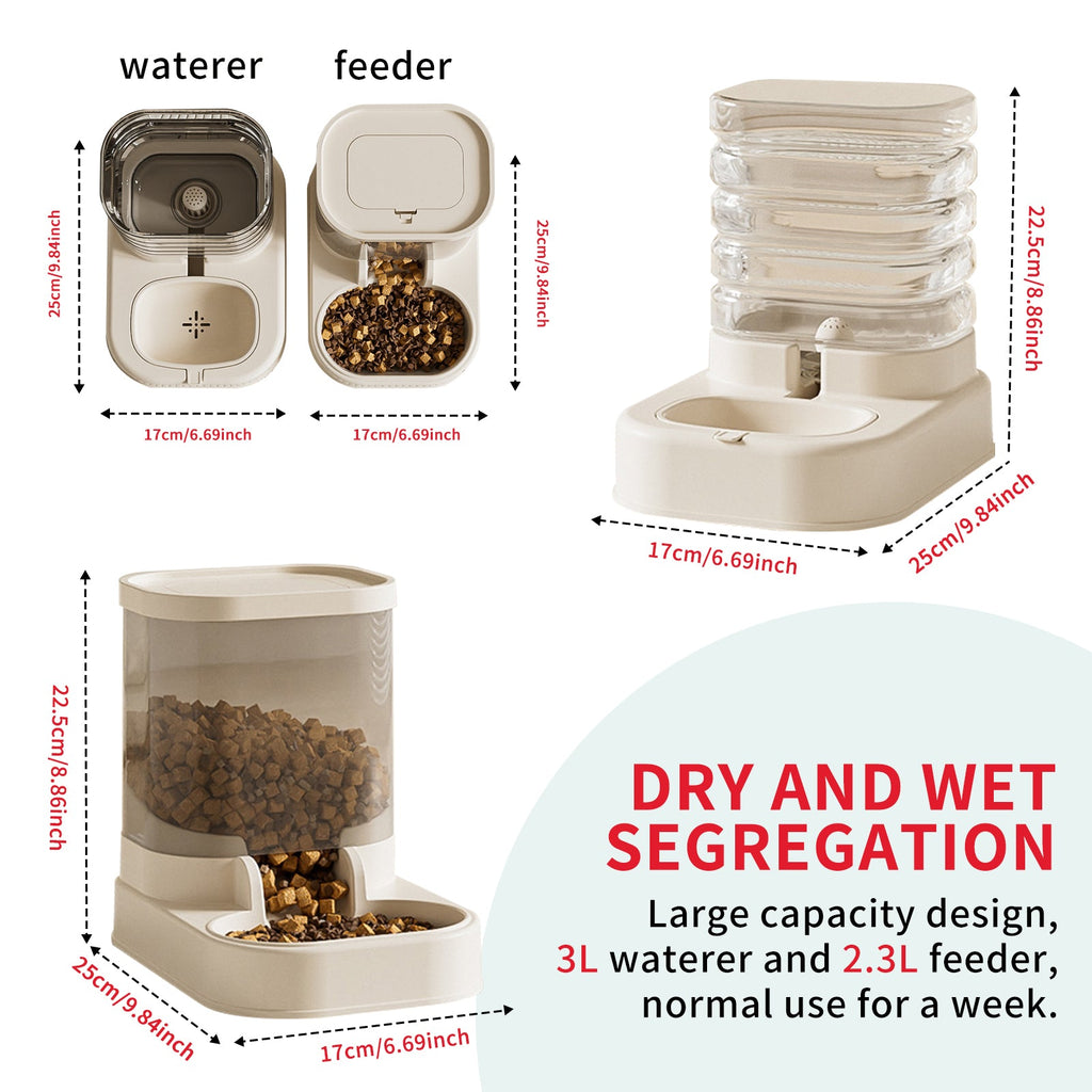 Distributeur de nourriture et d'eau pour animaux séparables - Grande capacité automatique