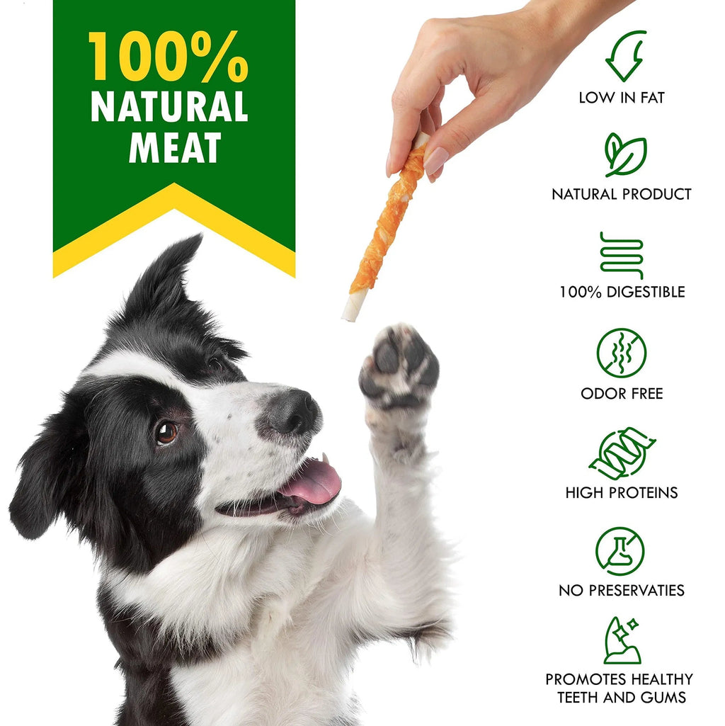 Friandises à mâcher sans céréales pour chien au poulet
