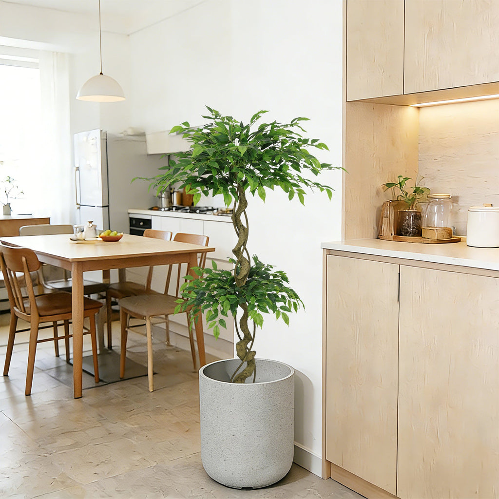 5.2FT Artificial Ficus Arbre, Lifelike Faux Banyan Arbre avec Pot pour