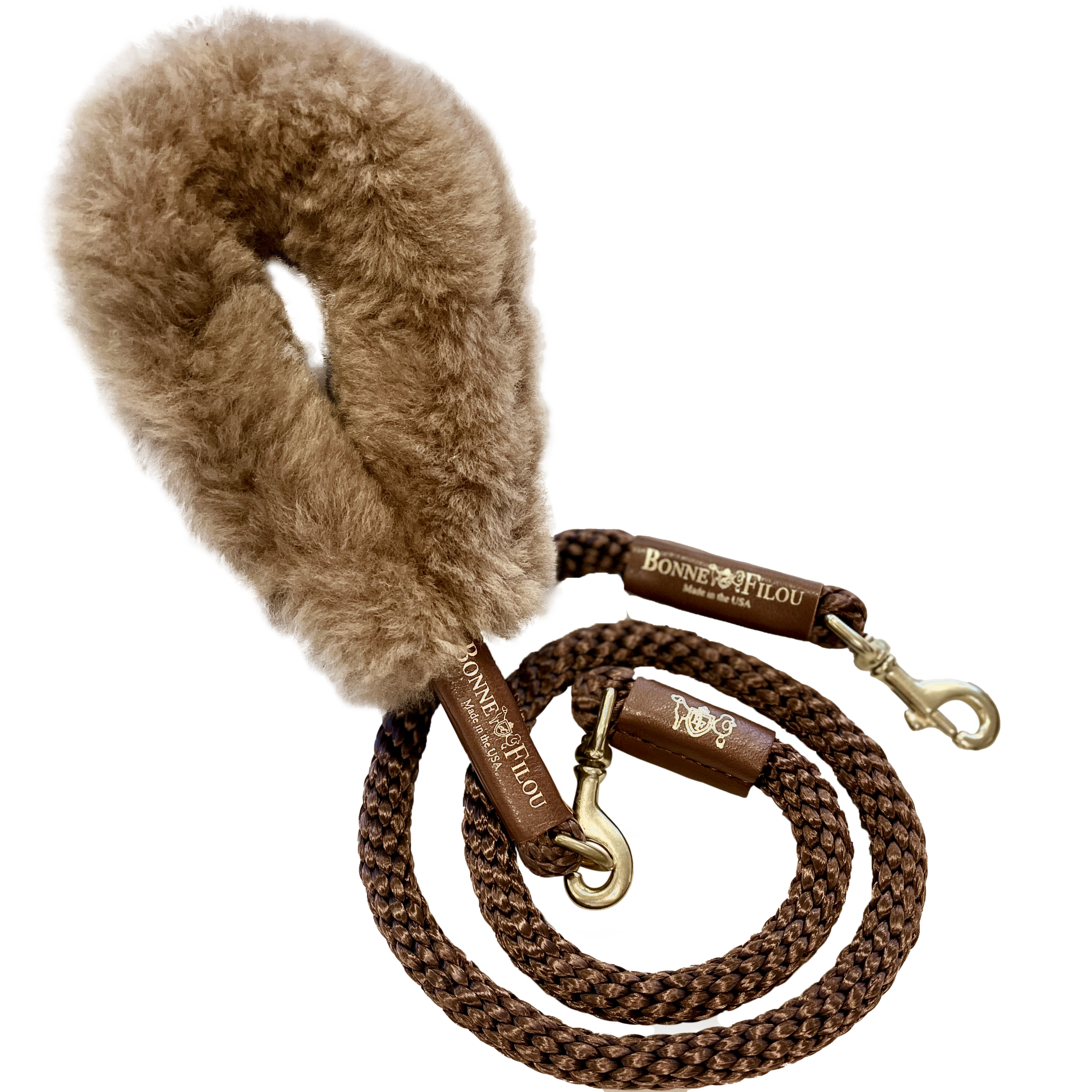 Ensemble Poignée en Fourrure Shearling + Laisse en Corde : Confort et Style
