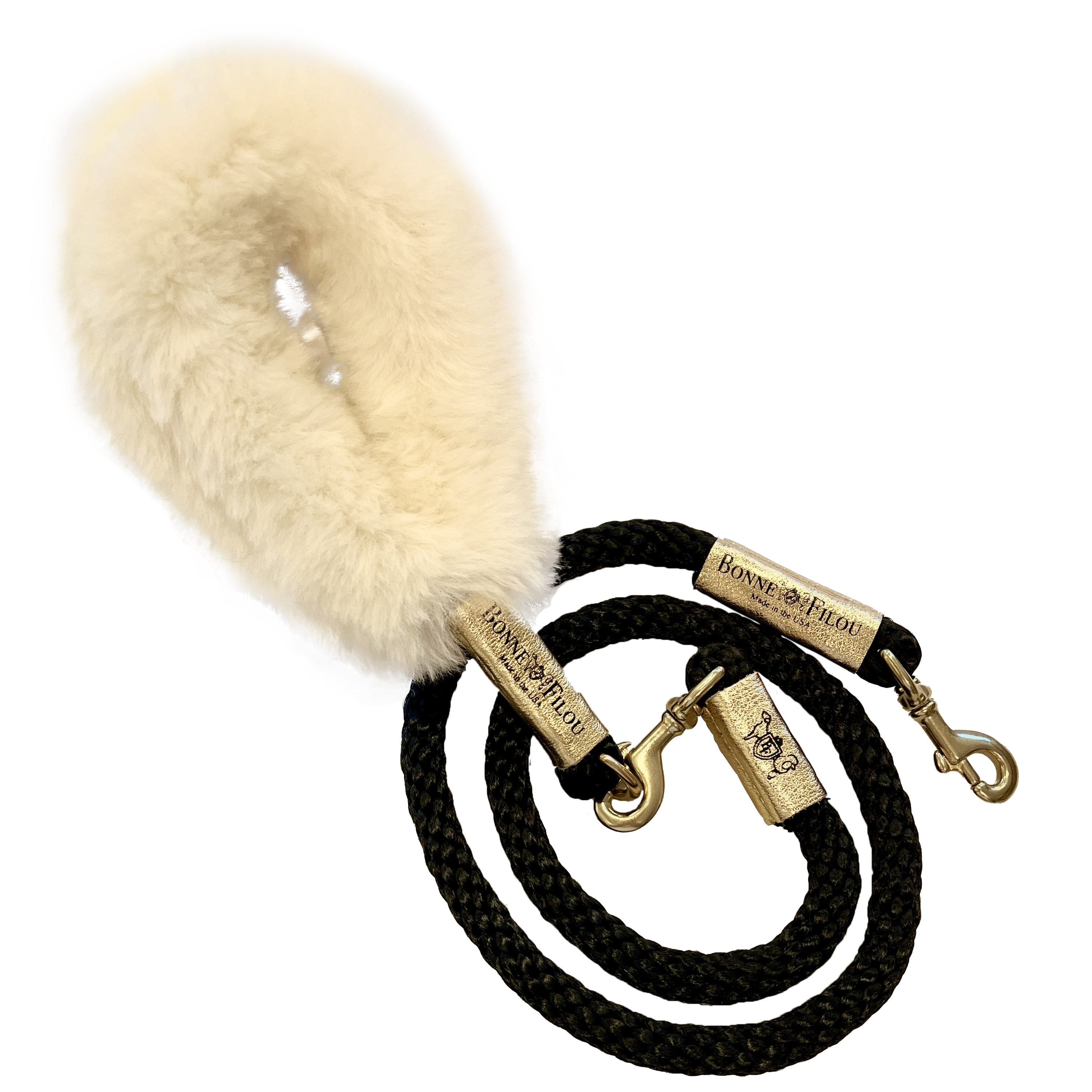 Ensemble Poignée en Fourrure Shearling + Laisse en Corde : Confort et Style