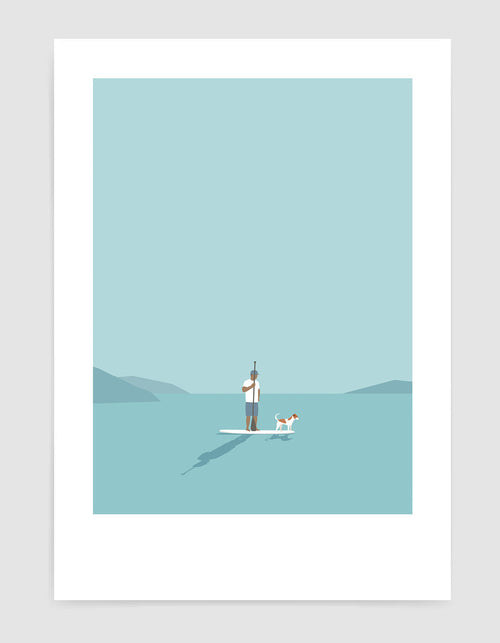 Paddleboarder et chien
