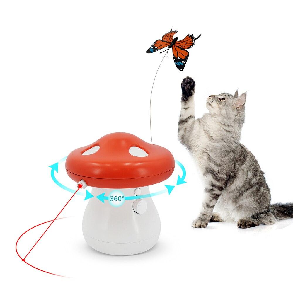 Jouet interactif champignon rotatif pour chat