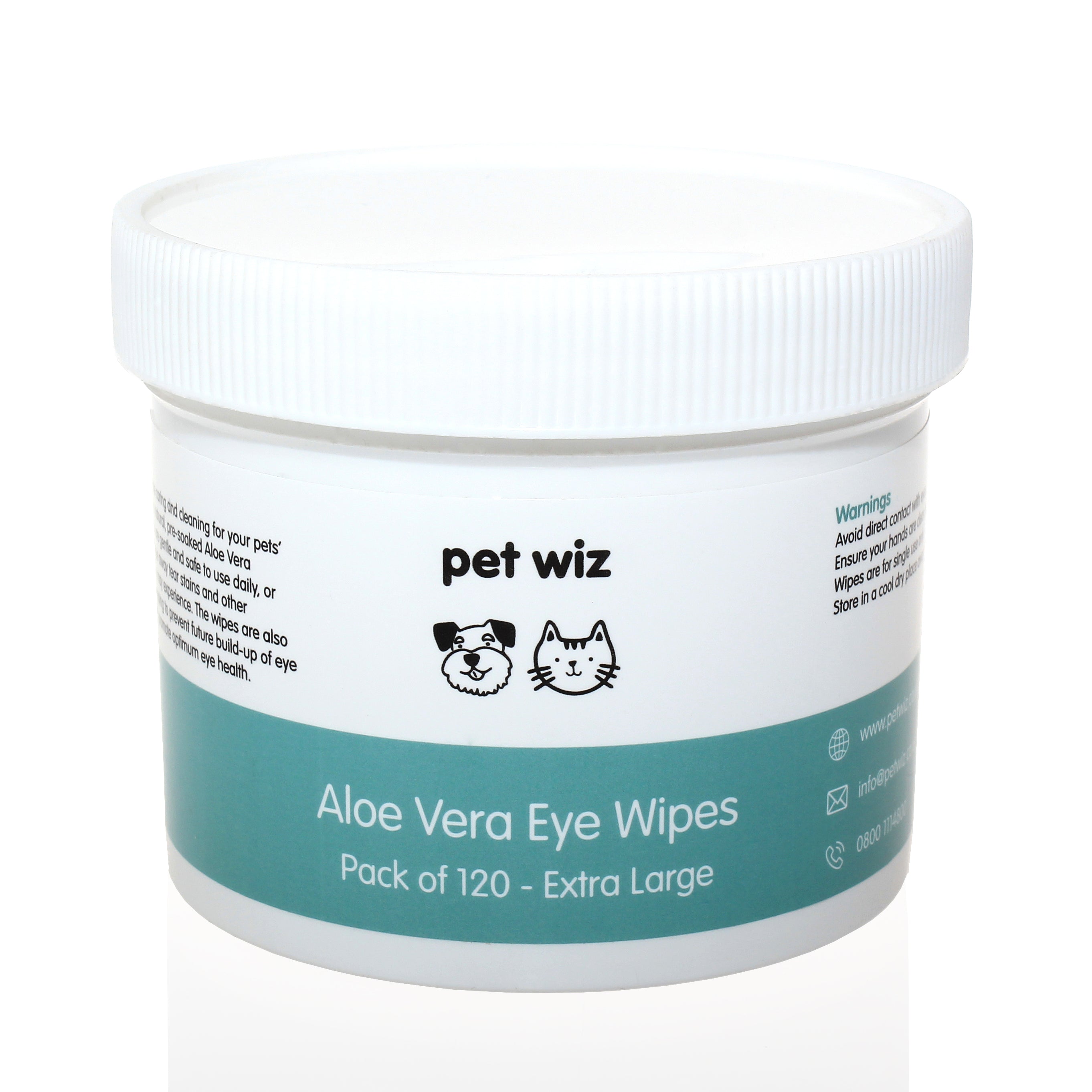 Lingettes pour les Yeux Aloe Vera pour Chiens et Chats - Pack de 120