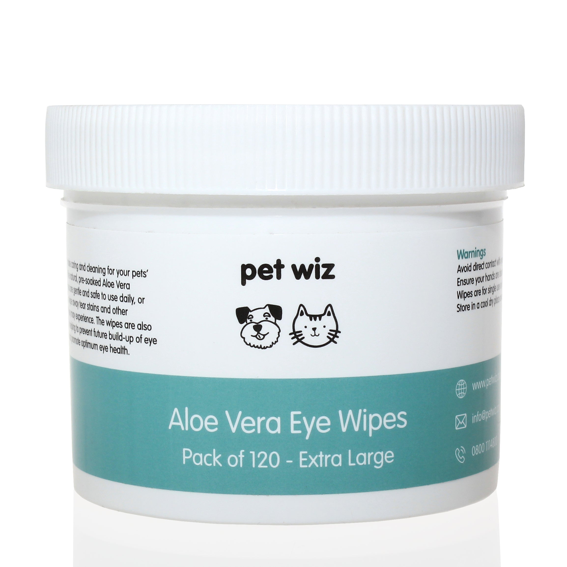 Lingettes pour les Yeux Aloe Vera pour Chiens et Chats - Pack de 120
