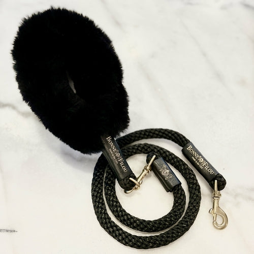 Ensemble Poignée en Fourrure Shearling + Laisse en Corde : Confort et Style
