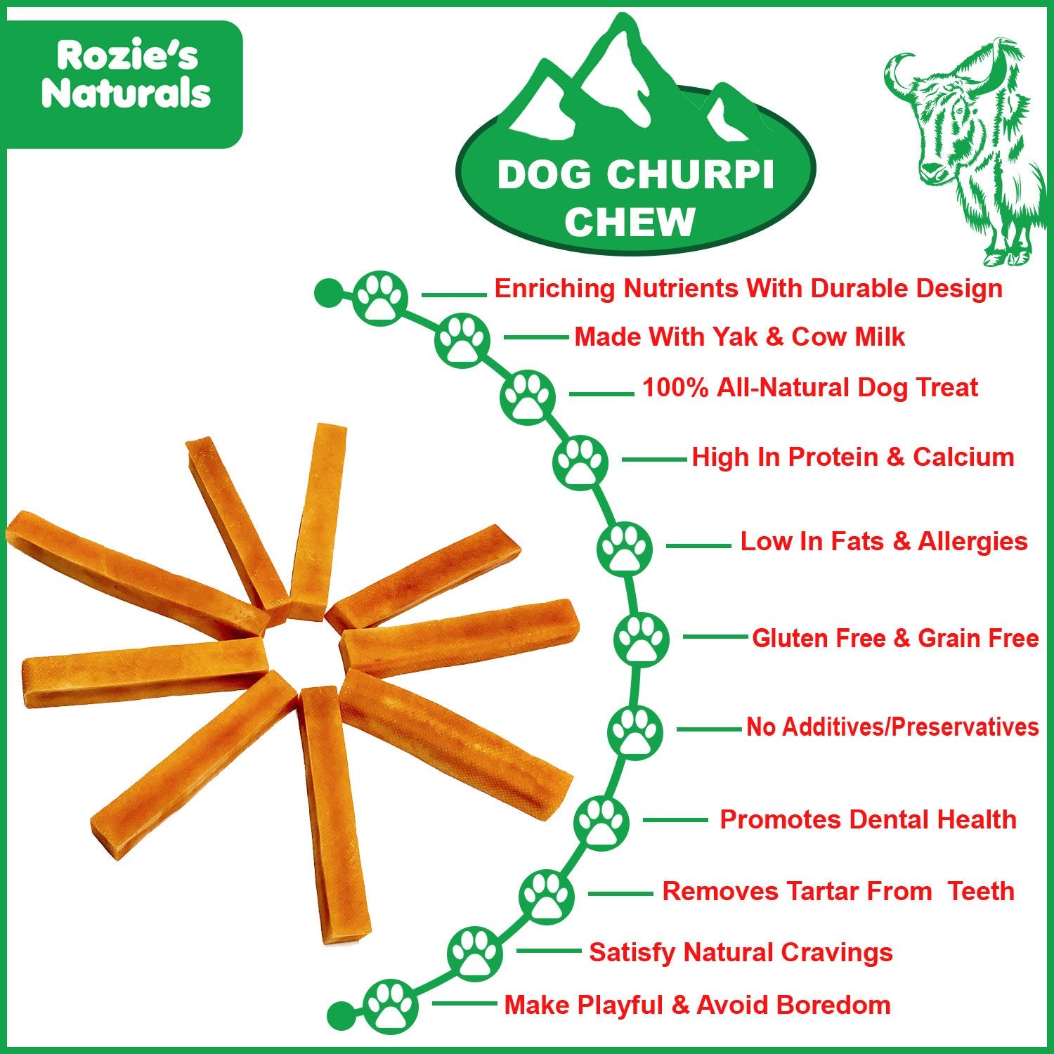 Friandises pour chiens au fromage de yak Churpi - 2 pièces