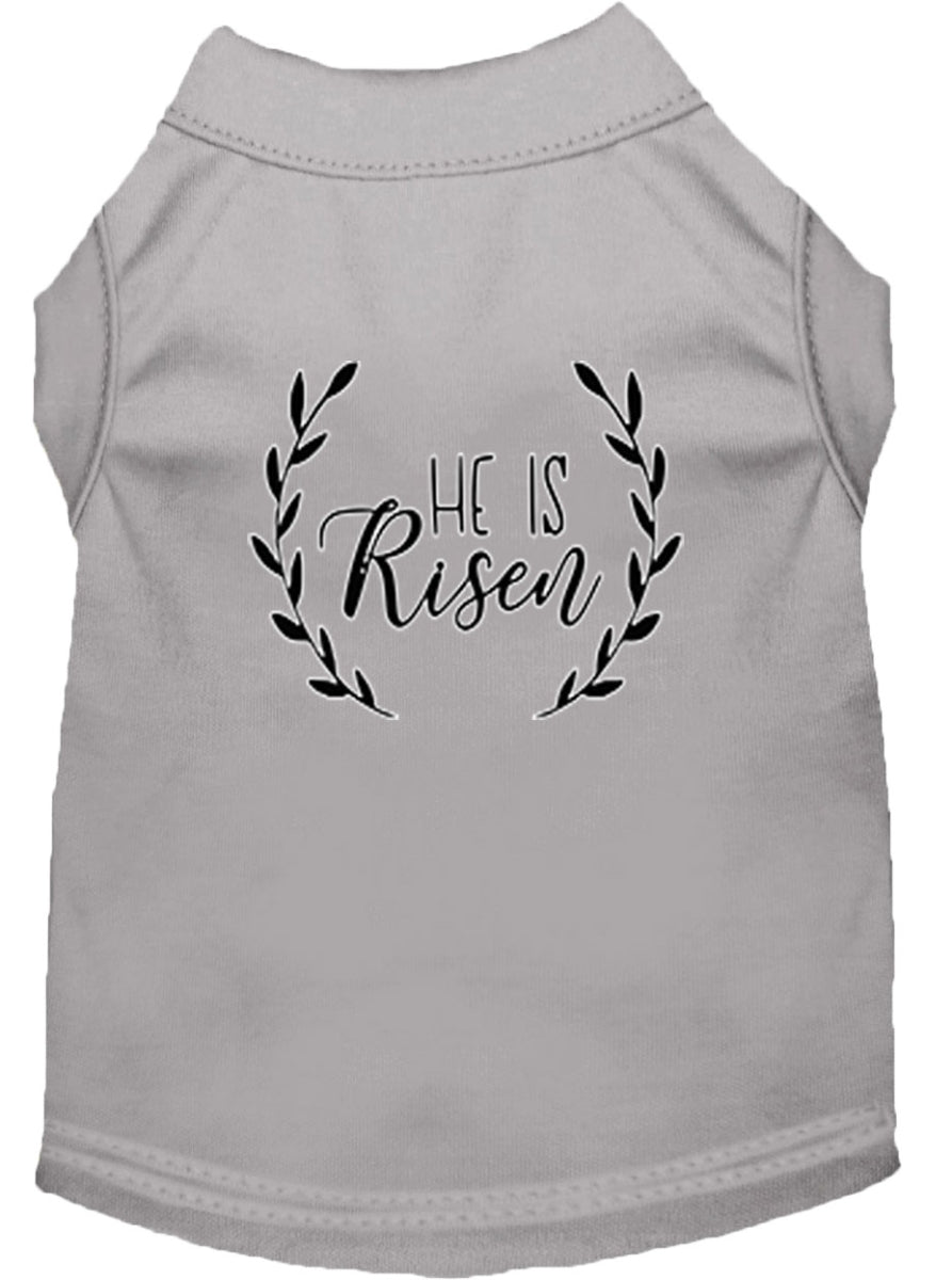T-shirt Chien 'Il est Ressuscité' - Gris