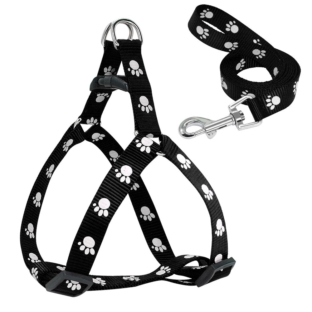 Harnais et laisse en nylon réglables pour chien