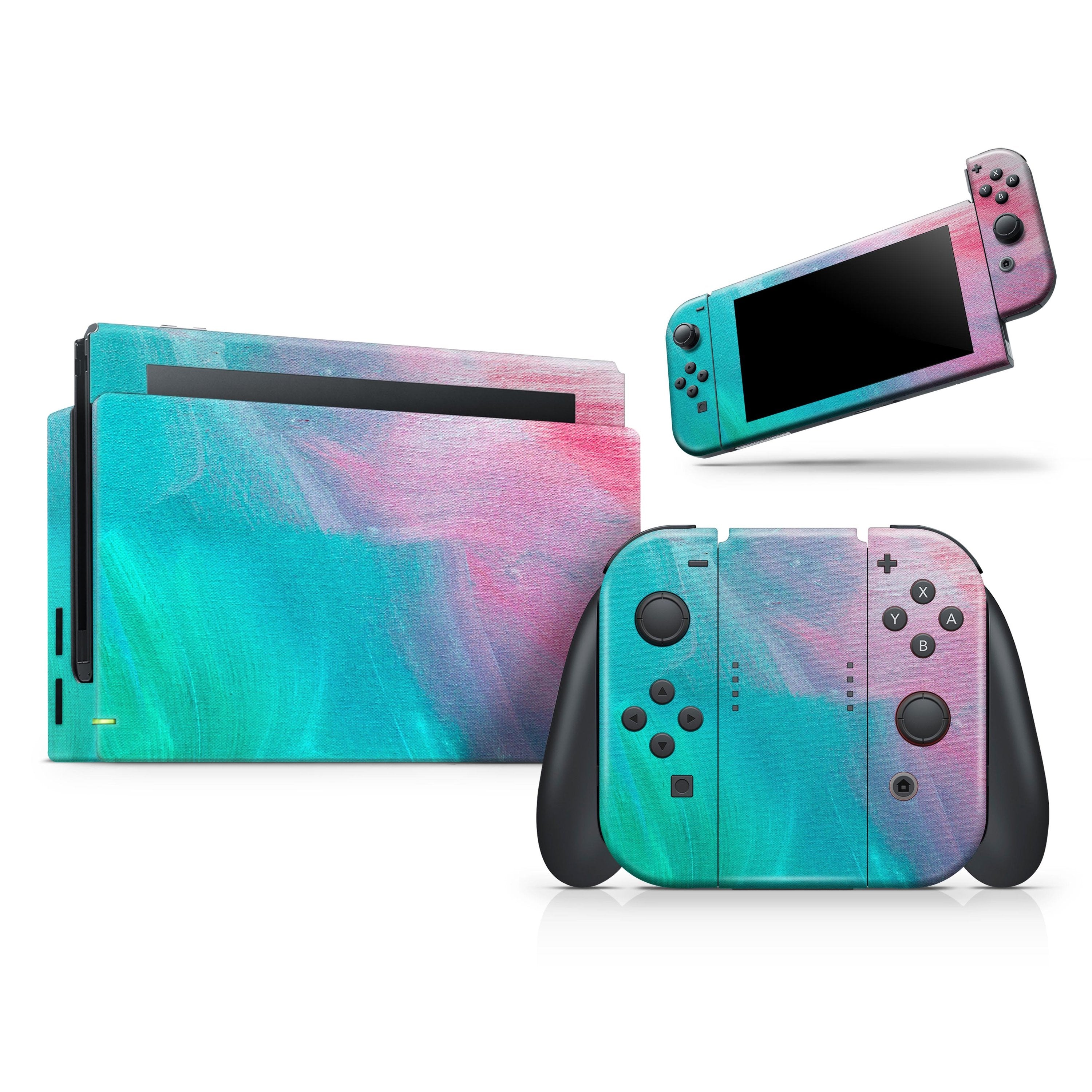 Kit de décoration intégrale en vinyle marbré pastel pour Nintendo