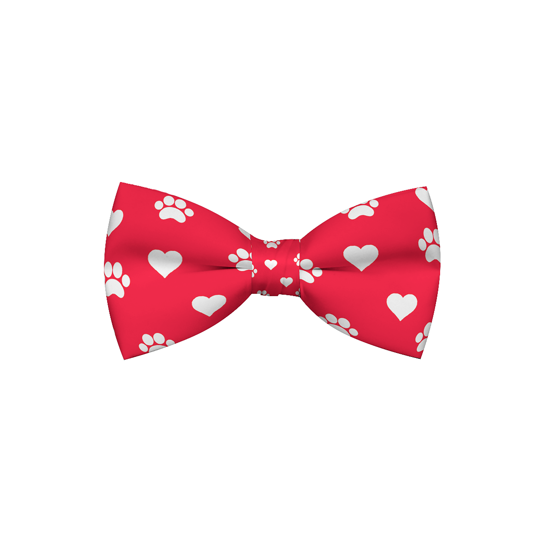 Nœud papillon rouge à motifs de pattes et cœurs pour chien de la Saint-Valentin