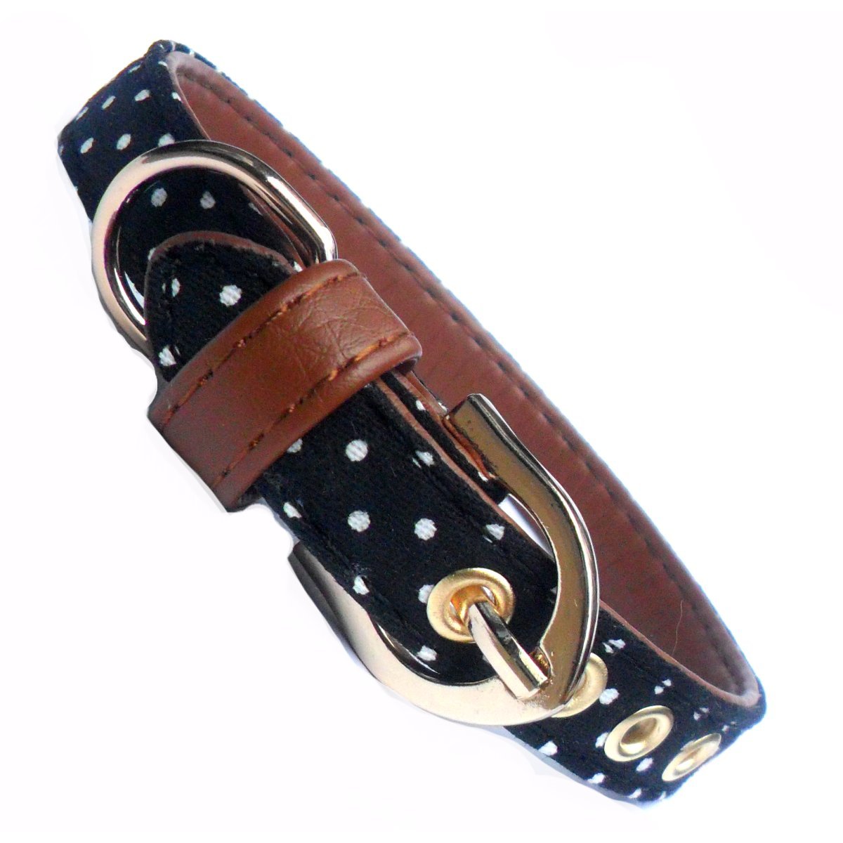 Collier pour chien en tissu à pois