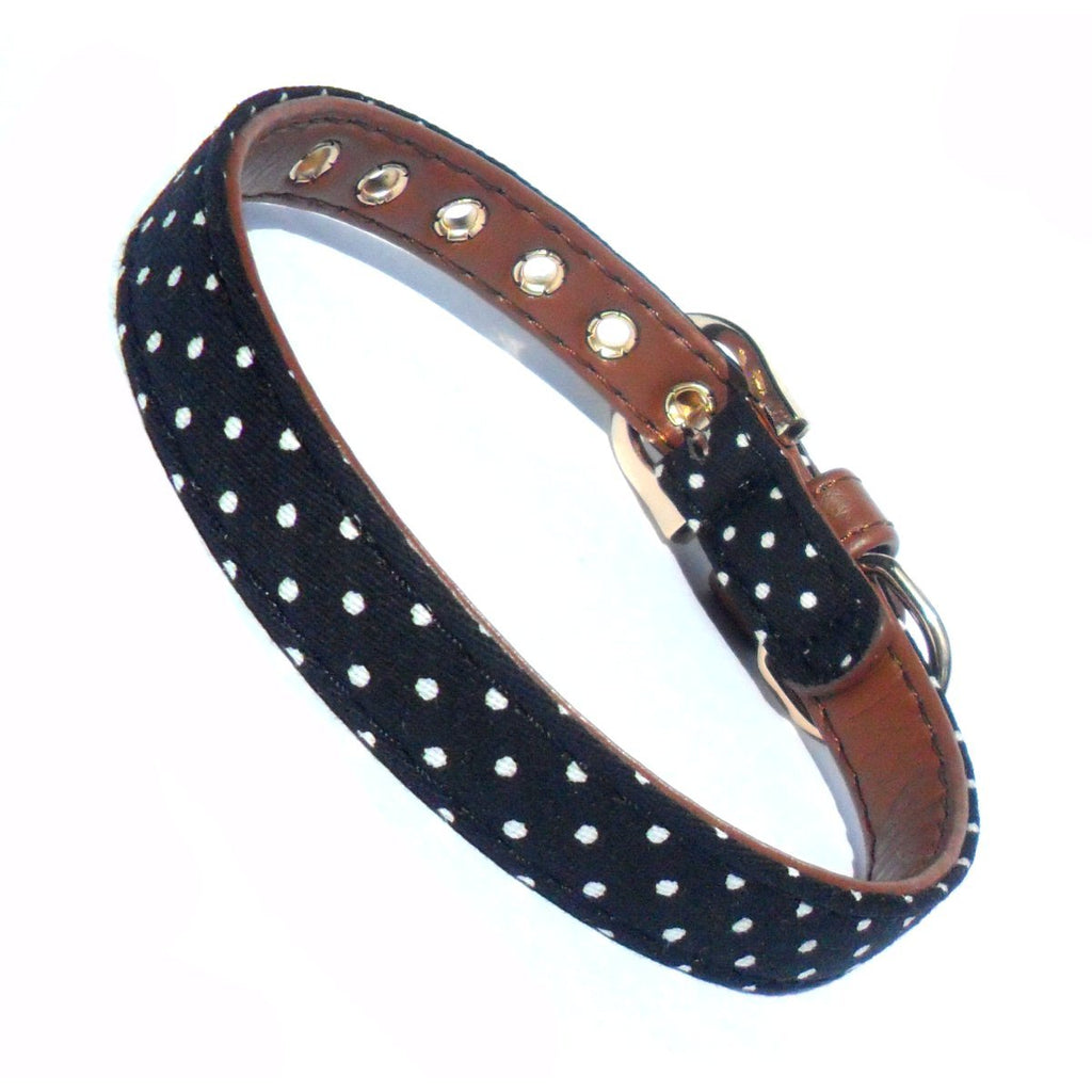 Collier pour chien en tissu à pois