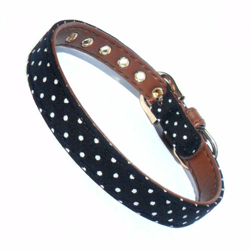 Collier pour chien en tissu à pois