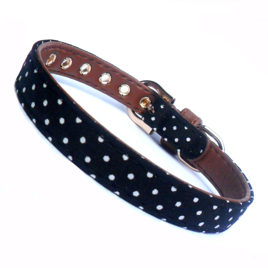 Collier pour chien en tissu à pois