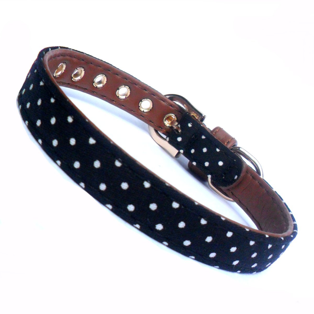 Collier pour chien en tissu à pois
