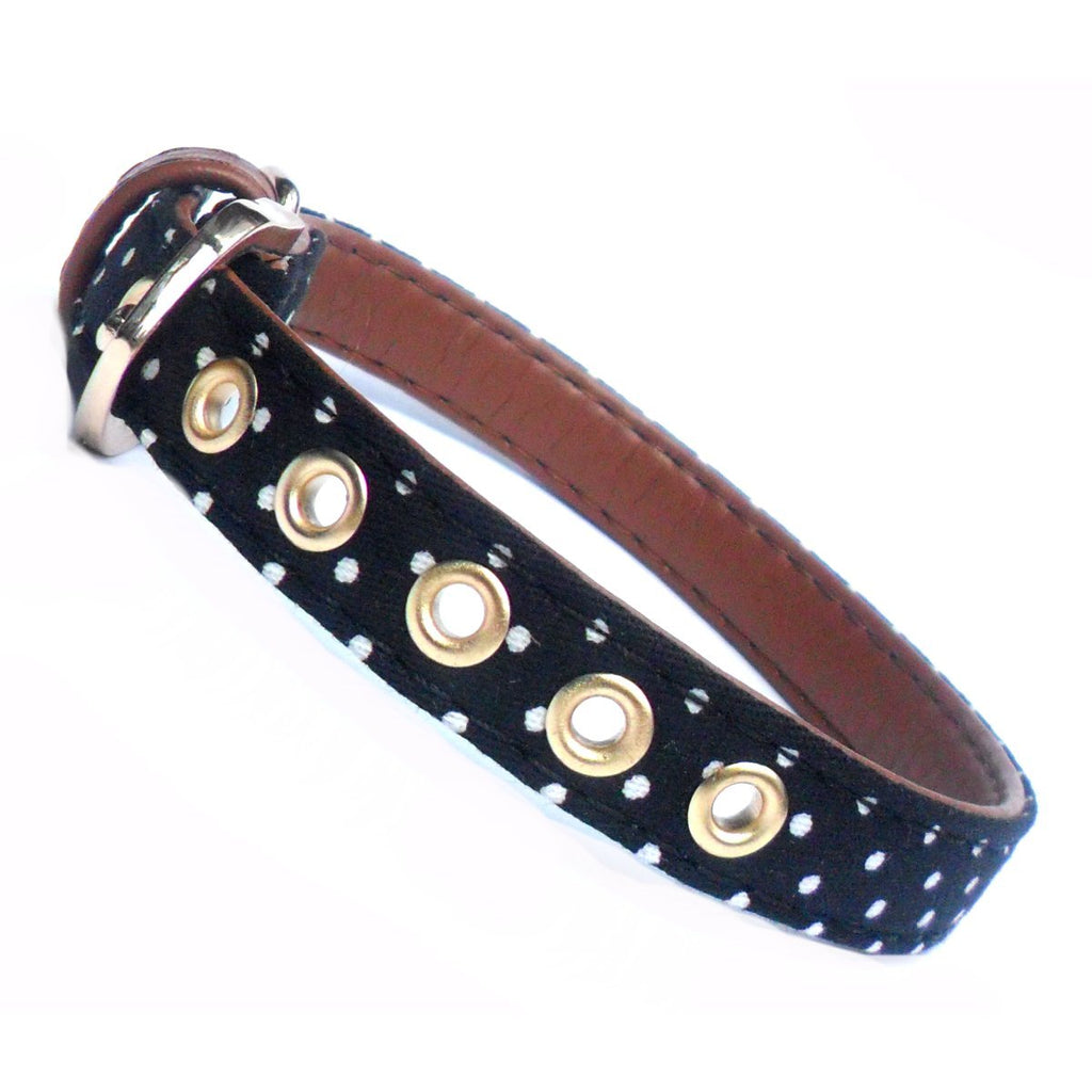 Collier pour chien en tissu à pois