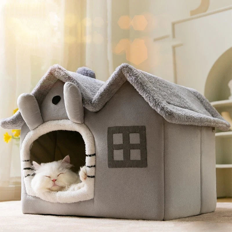 Maison en peluche pour animaux avec toit amovible