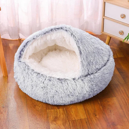 Panier rond en peluche pour chat