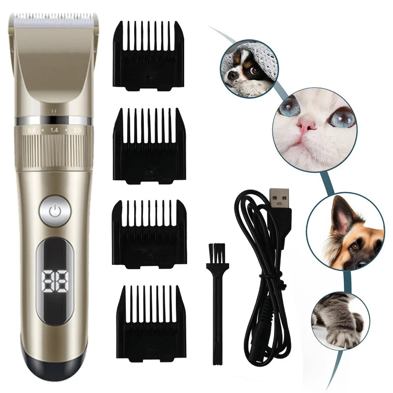 Tondeuse professionnelle pour chats et chiens, tout en métal, rechargeable.