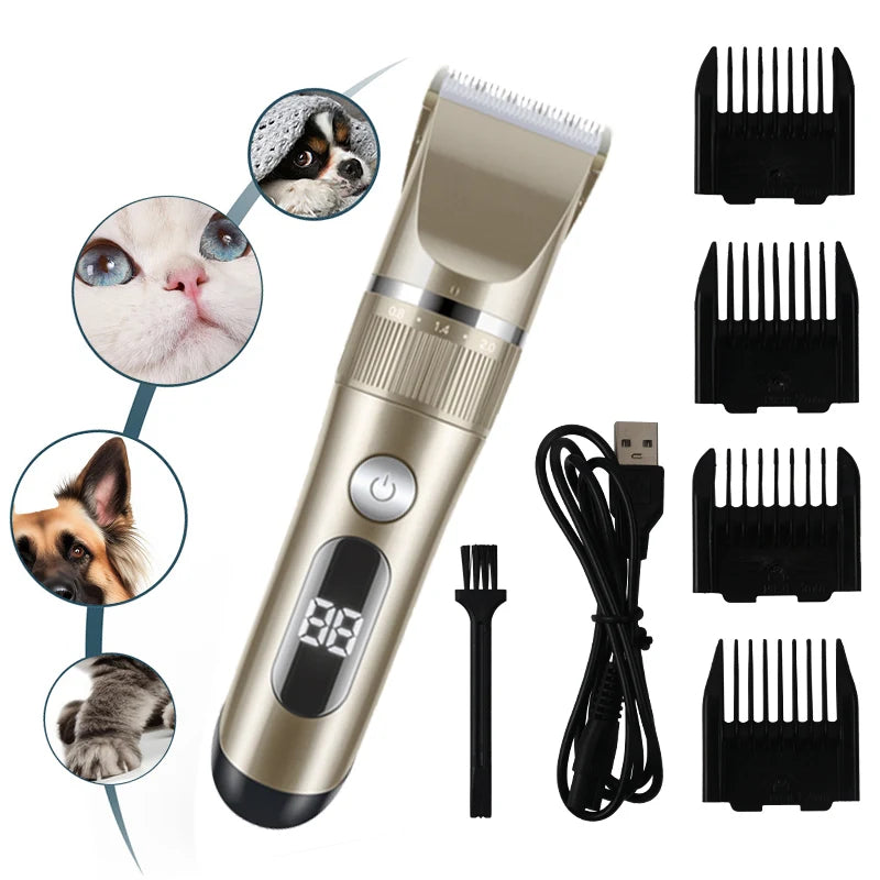 Tondeuse professionnelle pour chats et chiens, tout en métal, rechargeable.