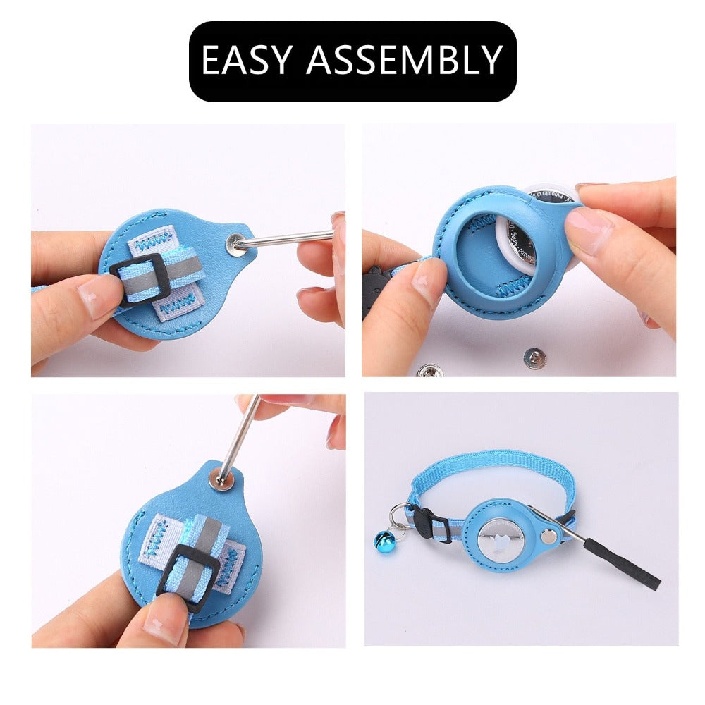 Collier réfléchissant avec étui Airtag pour chats et chiens