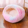 Panier rond en peluche pour chat