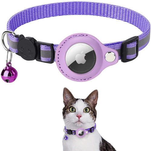 Collier réfléchissant avec étui Airtag pour chats et chiens