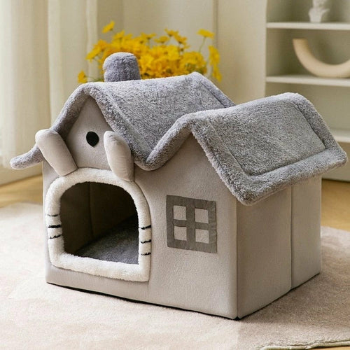Maison en peluche pour animaux avec toit amovible