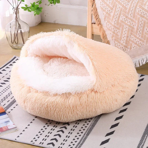 Panier rond en peluche pour chat