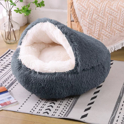 Panier rond en peluche pour chat