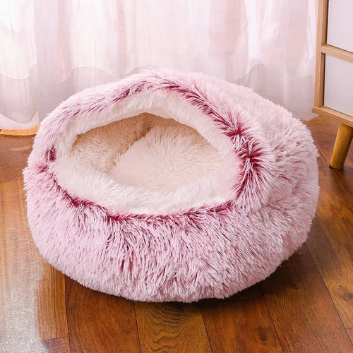 Panier rond en peluche pour chat