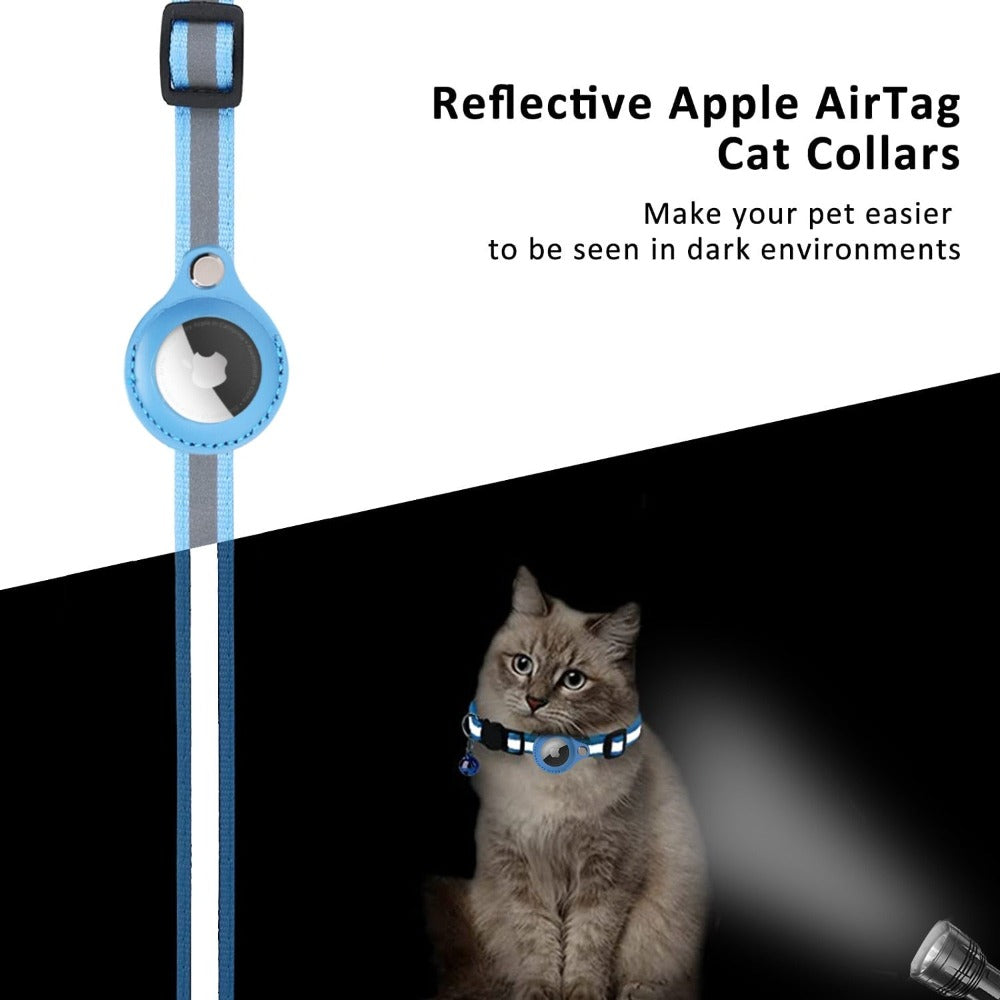 Collier réfléchissant avec étui Airtag pour chats et chiens