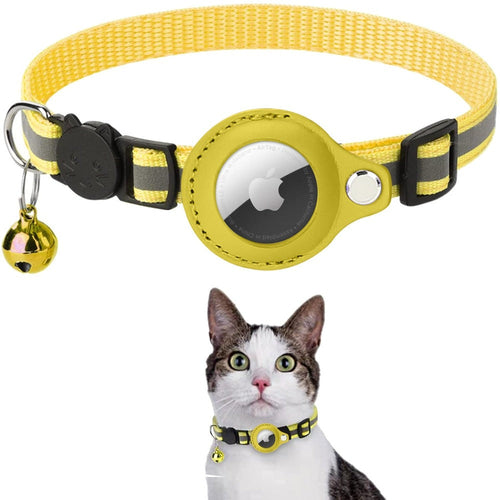 Collier réfléchissant avec étui Airtag pour chats et chiens