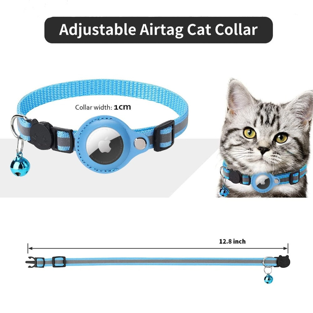 Collier réfléchissant avec étui Airtag pour chats et chiens
