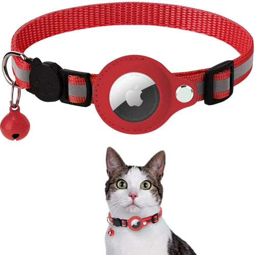 Collier réfléchissant avec étui Airtag pour chats et chiens