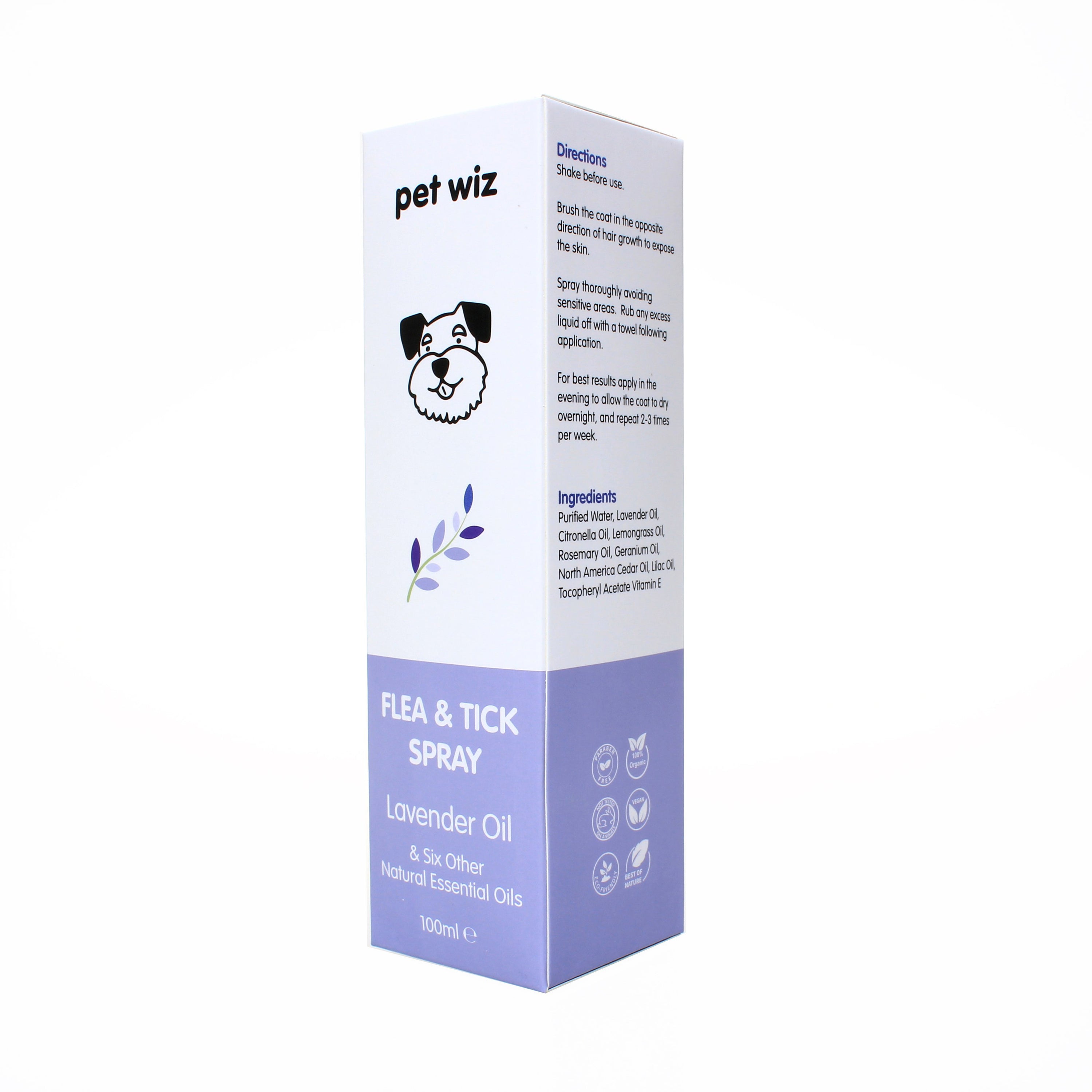 Spray biologique contre les puces et les tiques pour chiens et chats